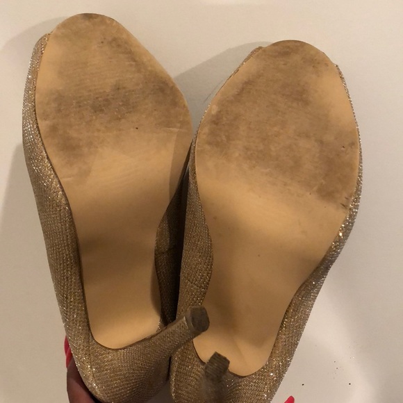 Gold Sparkling peep toe Heels Size 7m Diba London - Picture 4 of 5